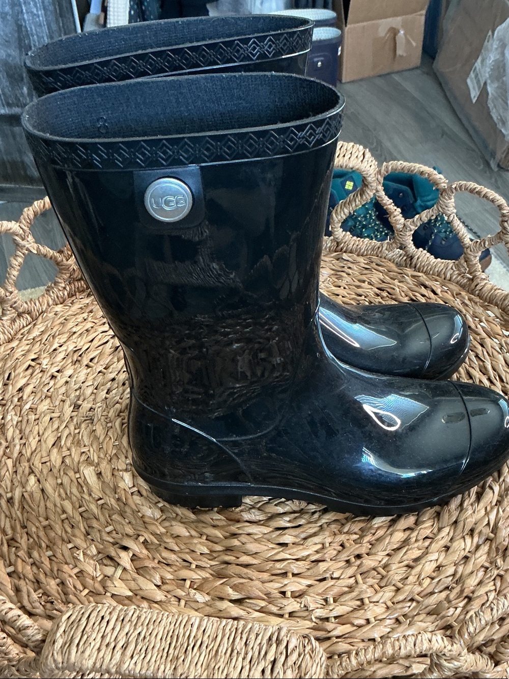 UGG Black Glossy Women's Rain Boots